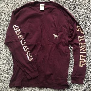 VS PINK Maroon Long Sleeve Shirt with Sequins